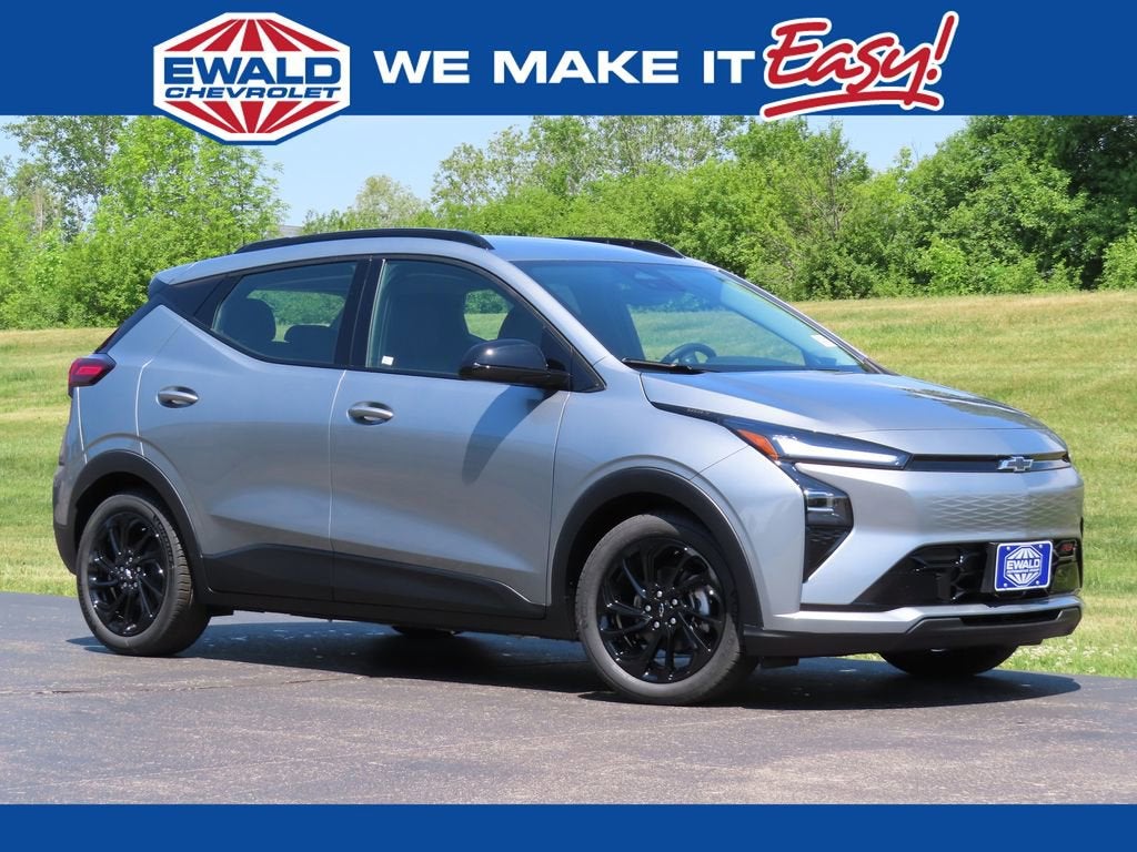 2027 Chevrolet Bolt RS in Sterling Grey Metallic — front three-quarter view