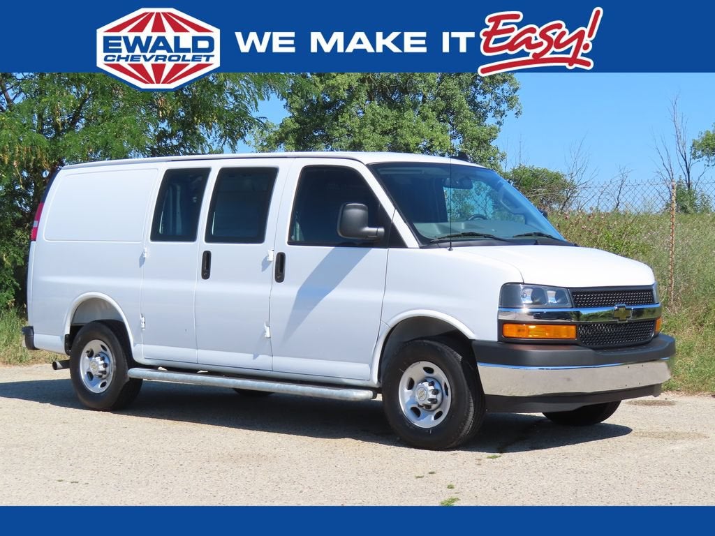 2025 Chevrolet Express Cargo WT in Summit White — front three-quarter view