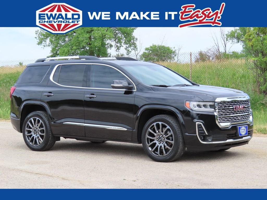 2023 GMC Acadia Denali in Ebony Twilight Metallic — front three-quarter view