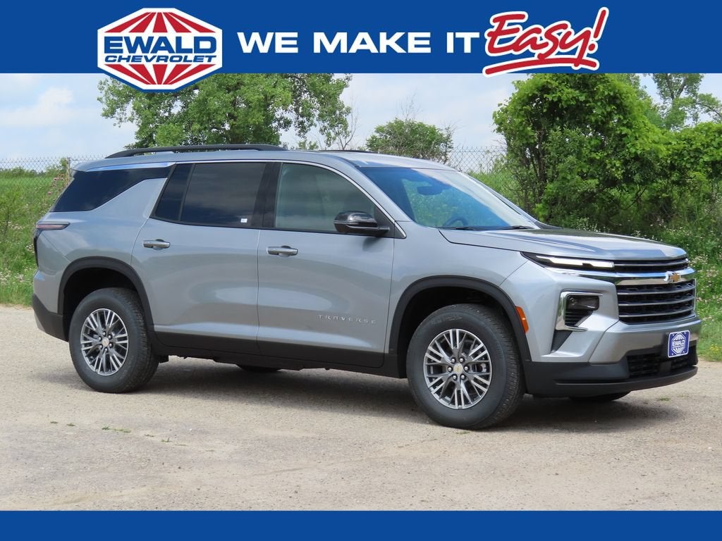 2026 Chevrolet Traverse LT in Sterling Gray Metallic — front three-quarter view