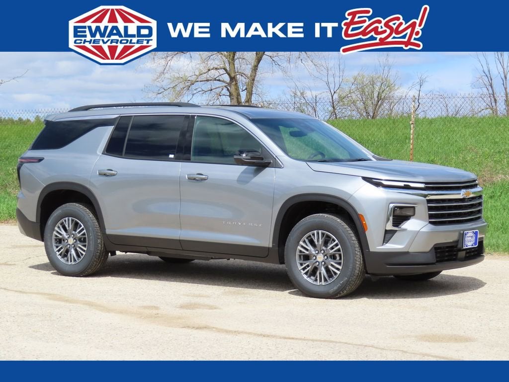 2026 Chevrolet Traverse LT in Sterling Gray Metallic — front three-quarter view