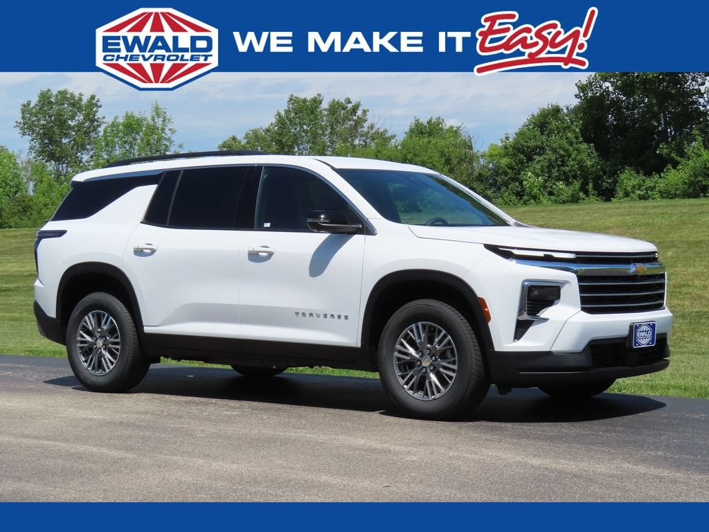 2026 Chevrolet Traverse LT in Summit White — front three-quarter view
