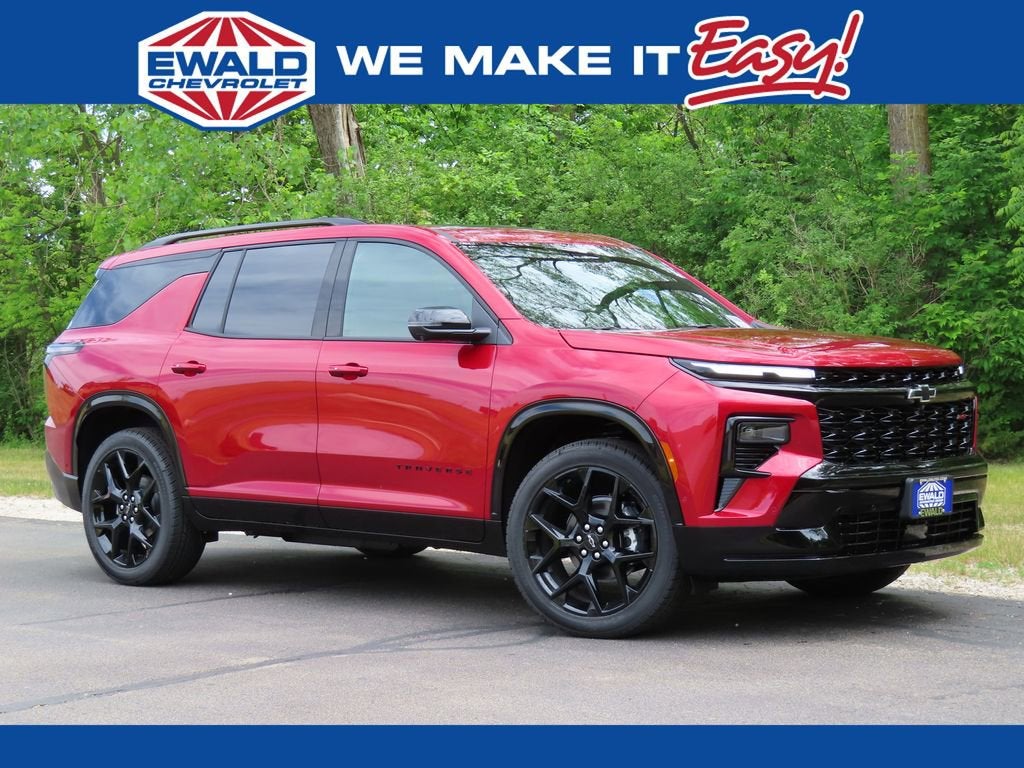 2026 Chevrolet Traverse RS in Radiant Red Tintcoat — front three-quarter view