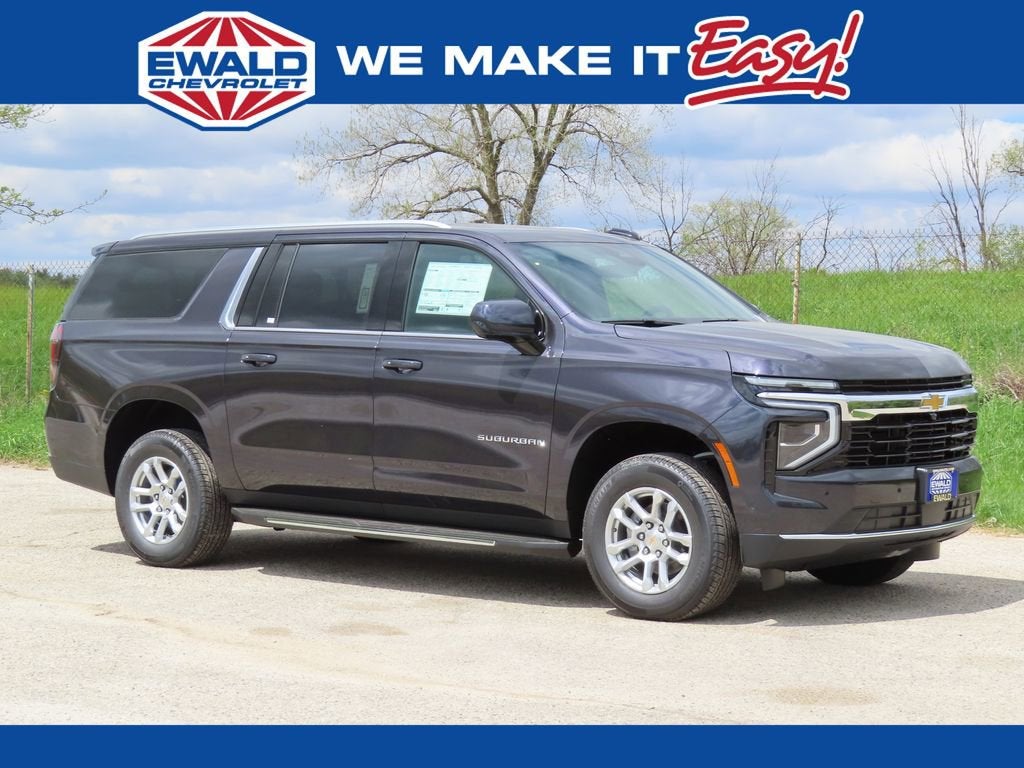 2026 Chevrolet Suburban LS in Dark Ash Metallic — front three-quarter view