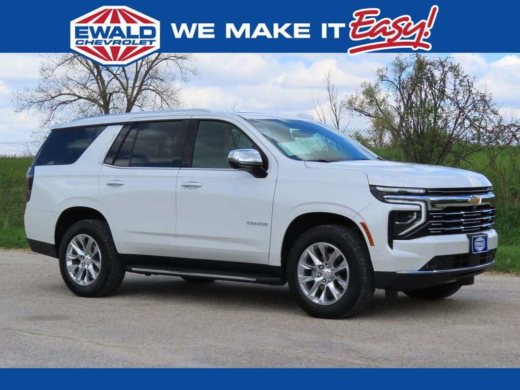 2025 Chevrolet Tahoe Premier in Iridescent Pearl Tricoat — front three-quarter view