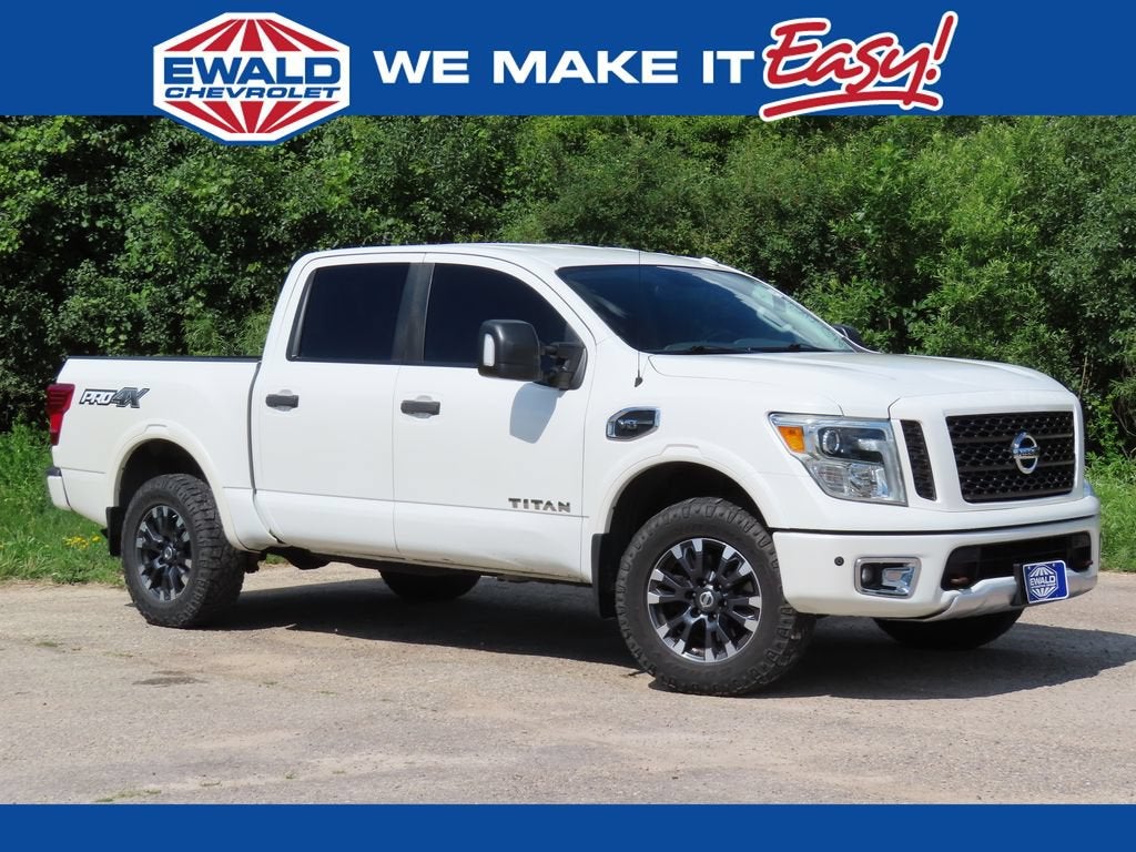 2017 Nissan TITAN PRO-4X in White — front three-quarter view