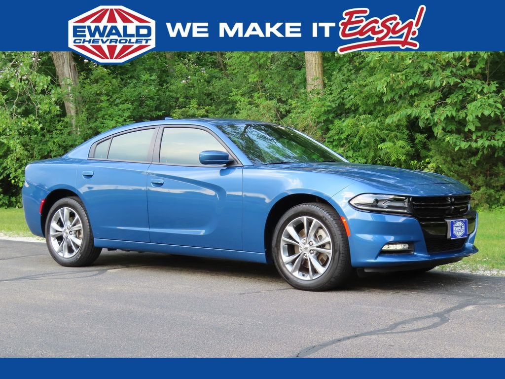 2021 Dodge Charger SXT AWD in Blue — front three-quarter view