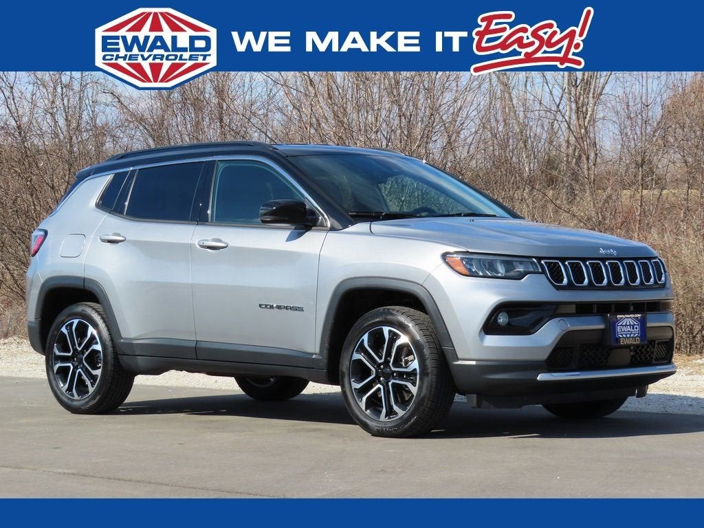 2023 Jeep Compass Limited 4x4 in Silver — front three-quarter view