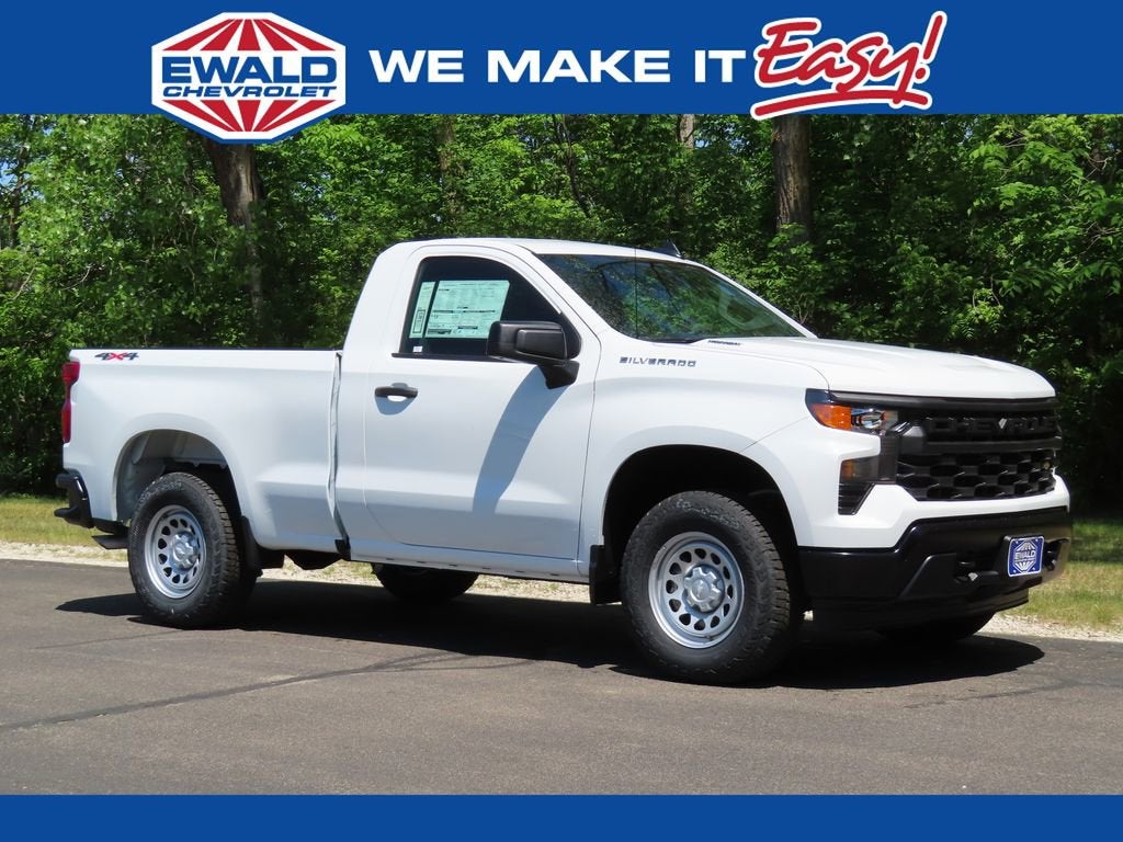 2026 Chevrolet Silverado 1500 WT in Summit White — front three-quarter view