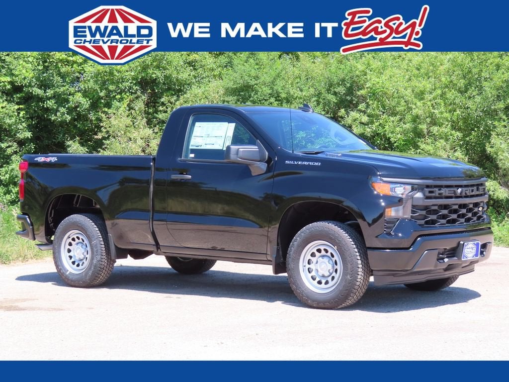 2026 Chevrolet Silverado 1500 WT in Black — front three-quarter view